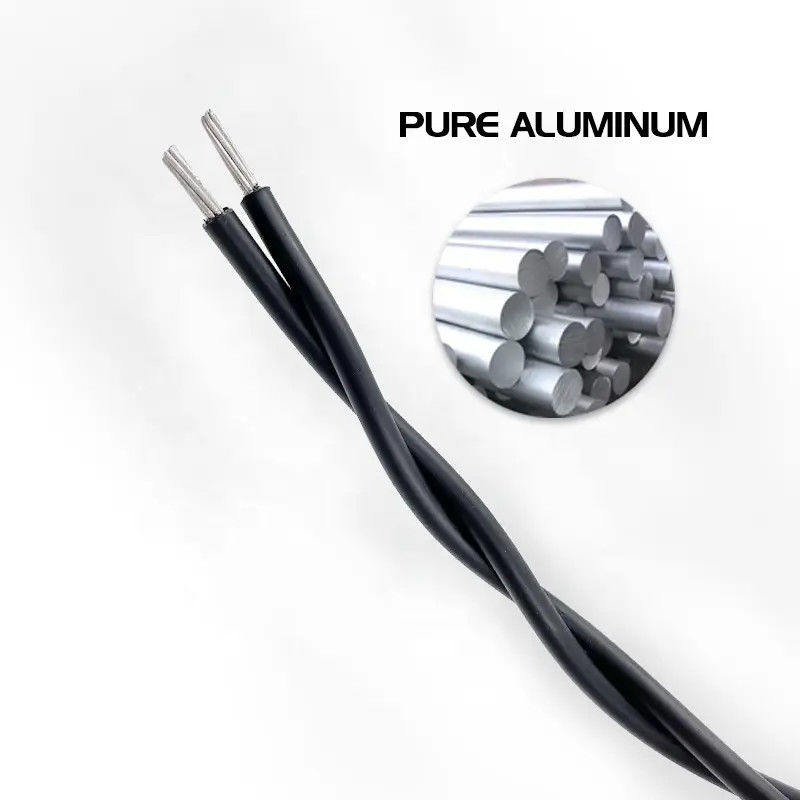 플렉서블 2*16 4*25mm2 트위스트 에어리얼 펀들드 케이블 ABC 알루미늄 오버헤드 원형 케이블 PVC XLPE 단열 케이블